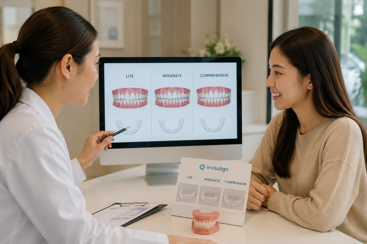 จัดฟันใส Invisalign มีกี่แบบ? (Lite, Moderate, Comprehensive) ปัญหาฟันของคุณเหมาะกับแบบไหน?